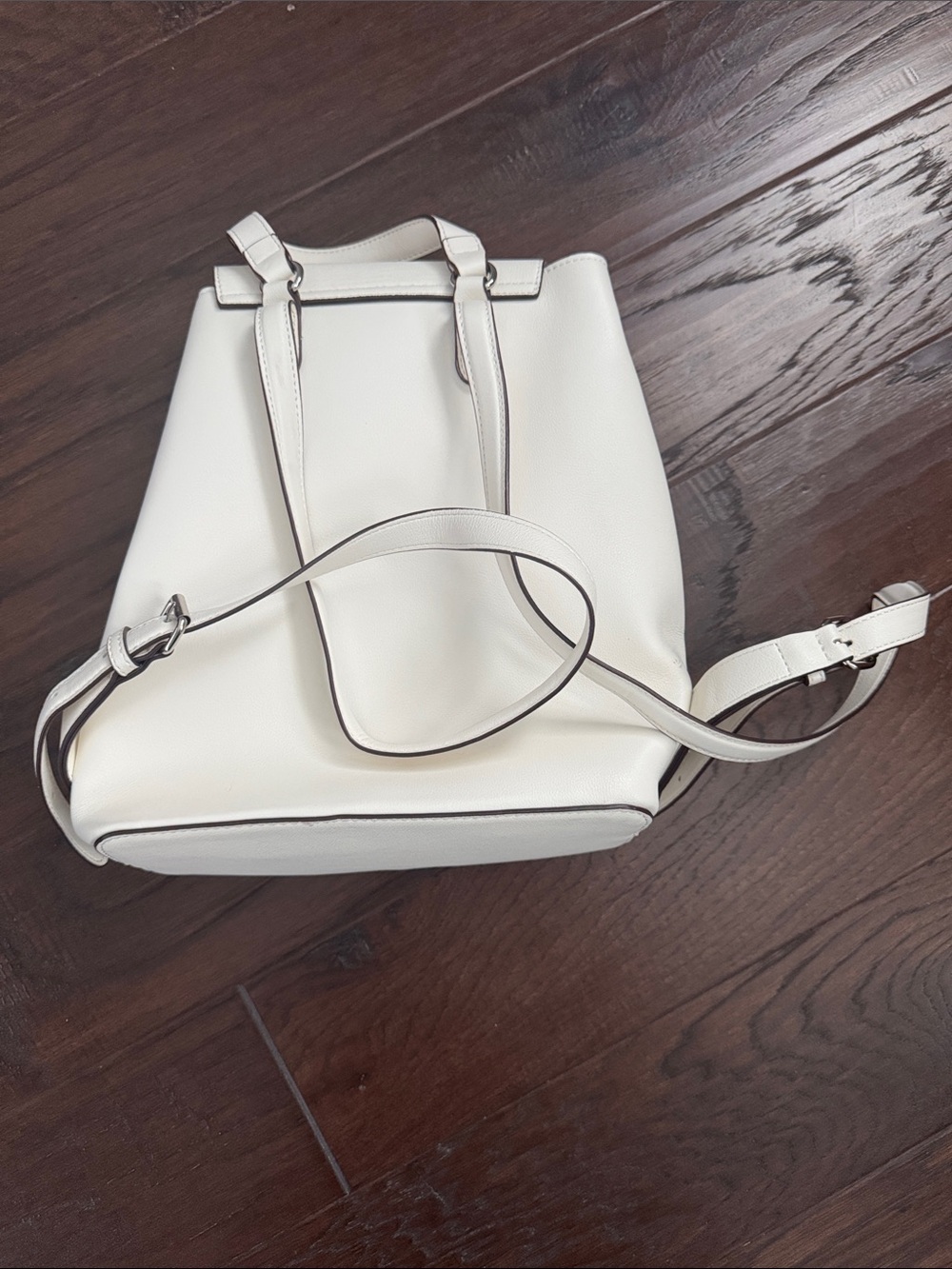 Chaps White Structured faux Leather Backpack - Picture 2 of 7